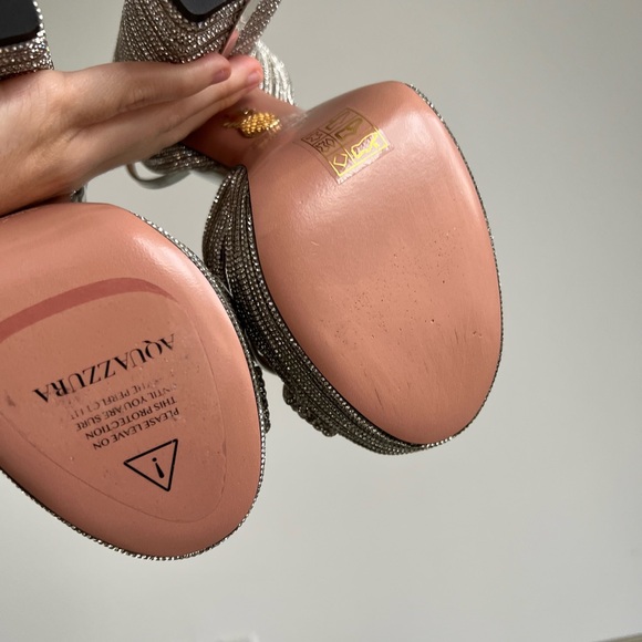 AQUAZZURA Sundance 140 crystal-embellished metallic platform sandals $1,895 37 - Picture 16 of 17